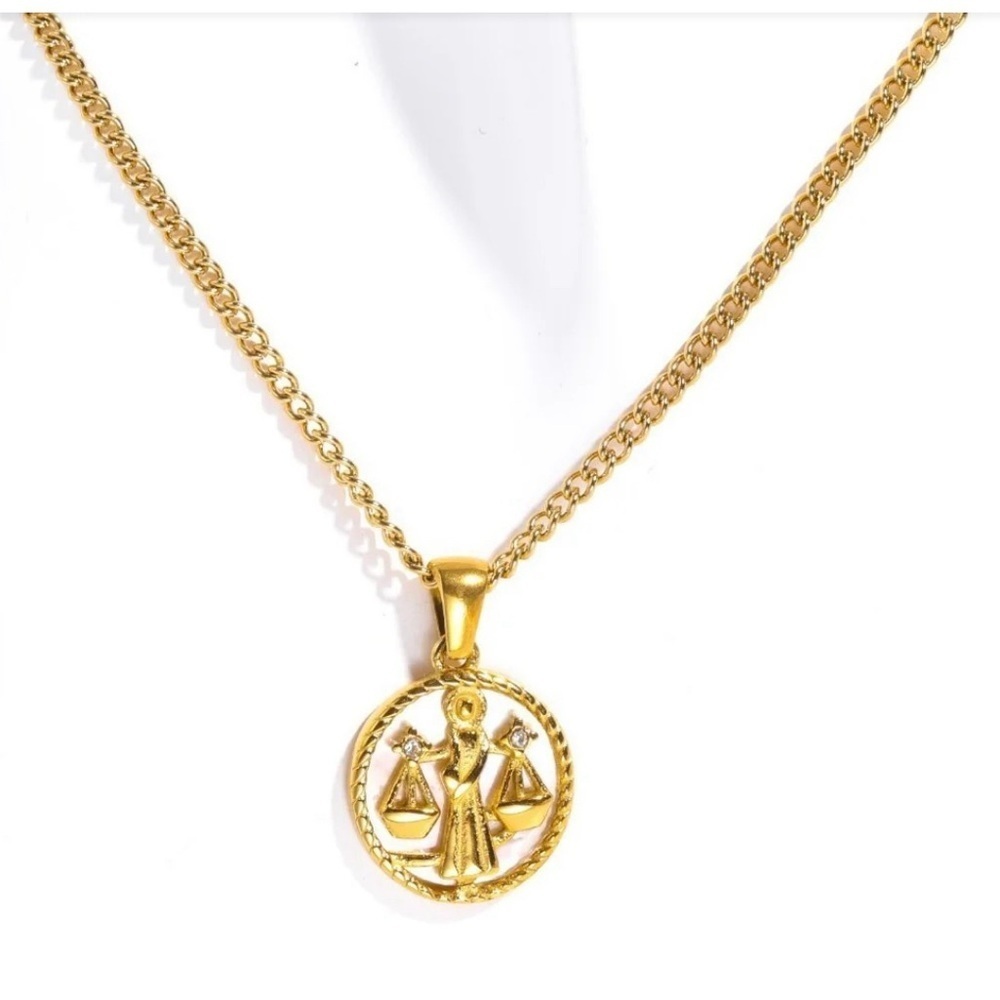 18kt Gold Plated Horoscope Astrology Star Sign Necklace - Cancer Pisces Libra - Picture 6 of 6